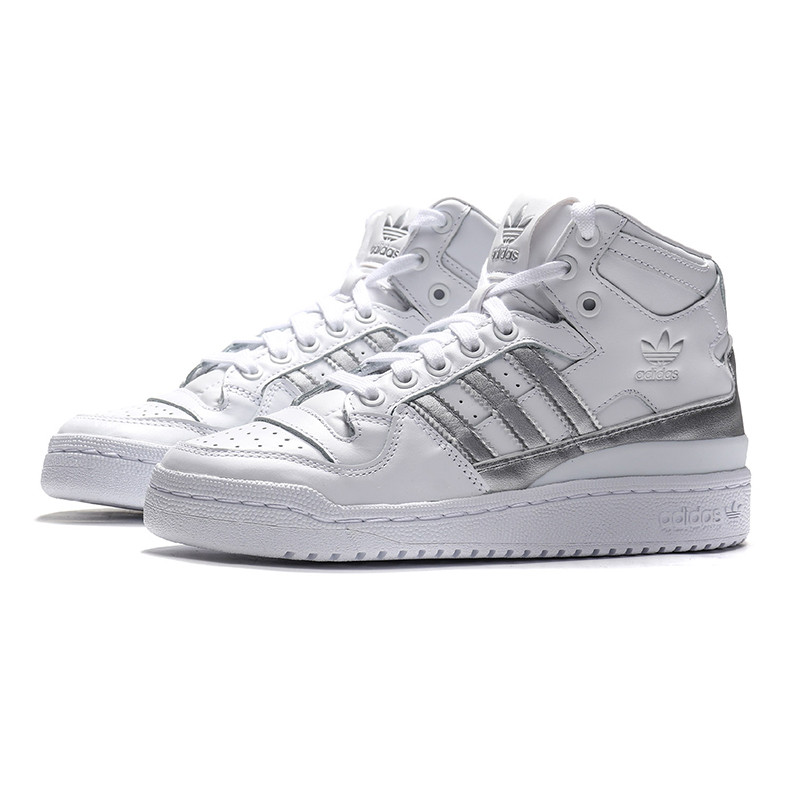 adidas阿迪达斯三叶草女鞋运动鞋休闲鞋高帮板鞋D98182. D98182亮白+银金属 36码