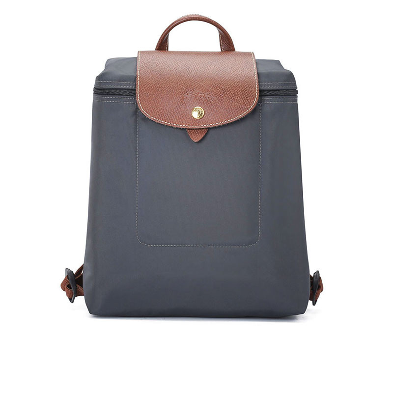 LONGCHAMP/珑骧 女包尼龙折叠双肩包 灰黑色