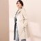 恒源祥连帽宽松风衣女秋2019新款工装风休闲外套内外撞色长袖大衣_1 170/XL 米色