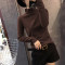 2019韩版新款半高领打底衫加绒长袖女装t恤洋气秋冬内搭修身上衣潮 杏色（磨毛款） 3XL