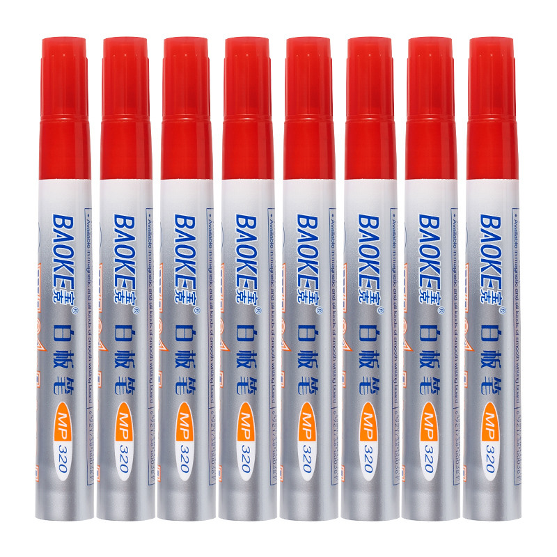 宝克（BAOKE）MP320 办公会议教学白板笔可擦易擦10支/盒（单位：件） 红色10支