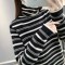 朗妮姿(LANGNIZI) 2020春秋季打底衫新款长袖上衣女内搭高领毛衣女条纹套头针织衫女 A201# 杏色 L【110-125斤】