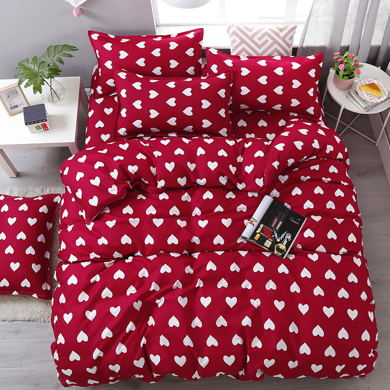 北极绒网红款夏四件套1.2米三件套床上用品单人学生宿舍床单被套1.5m1.8米床_98 爱心满满 1.5/1.8m（200*230）四件套
