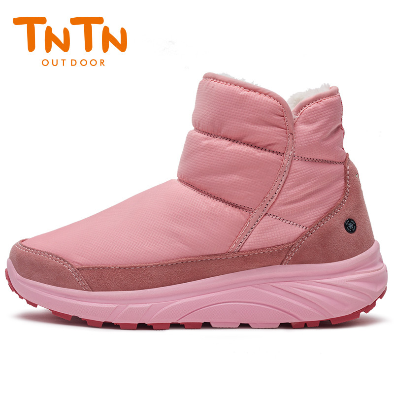 TNTN冬季保暖防水厚底俄罗斯东北羊毛加绒男女士雪乡地棉鞋马丁靴子（优雅粉） 优雅粉 40码
