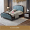 拉菲伯爵 床 现代床 床双人床 卧室家具美式 高端美式床 皮床 婚床 实木床 木质皮质床 B款1.8m单床+床头柜*2+床垫+妆台凳+衣柜