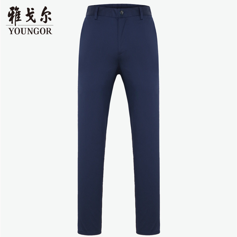 Youngor/雅戈尔夏新品男士商务休闲蓝色长裤058HWY 35 蓝色