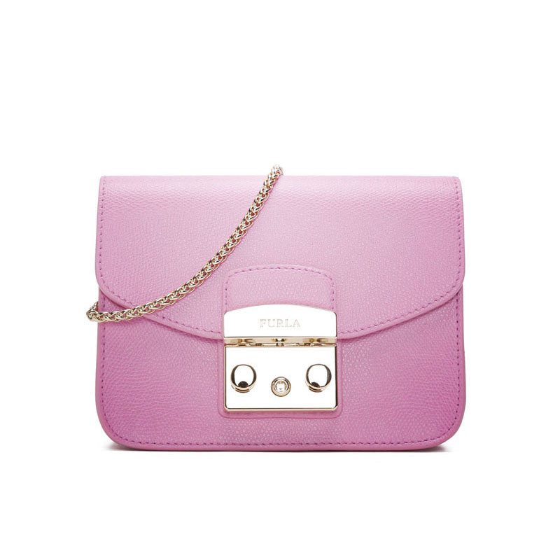 FURLA/芙拉 女包METROPOLIS标志性锁扣 经典小方包 BGZ7 樱花粉
