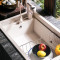 科恩纳石英石水槽单槽一体厨房洗菜盆花岗岩家用商用加厚洗碗水池 D750-顶配套装-金砂黑