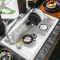 科恩纳石英石水槽单槽一体厨房洗菜盆花岗岩家用商用加厚洗碗水池 D750-豪华套装-珍珠白