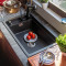 科恩纳石英石水槽单槽一体厨房洗菜盆花岗岩家用商用加厚洗碗水池 D750-顶配套装-珍珠白