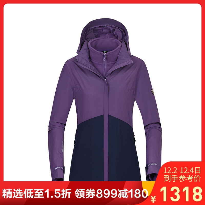 诺诗兰（NORTHLAND）户外秋冬女式GORE-TEX防水透湿防风保暖套抓绒冲锋衣GS082508 GS082508738NL兰紫色/藏蓝色(女) 170