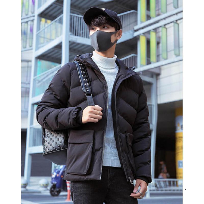 海德斯曼潮牌时尚帅气百搭男装棉服短款保暖连帽外套口袋棉袄夹克冬男H-43_1 L 02C黑色