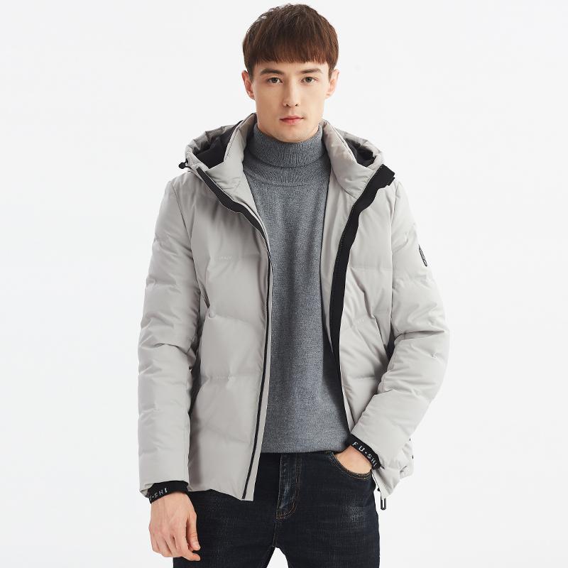 SNOWFLYING/雪中飞2019新款羽绒服男冬季连帽潮流短款上衣外套男 175/92A 暖米色