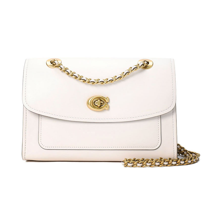 COACH/蔻驰 新款纯色翻盖女士单肩斜挎链条包 26852 白色
