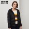 波司登2019新款短款羽绒服女轻薄连帽冬中老年妈妈装 155/84B 黑色8056