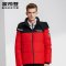 波司登男羽绒服可脱卸帽短款2019新款保暖厚款冬季外套 200/112A 亮红黑色129E