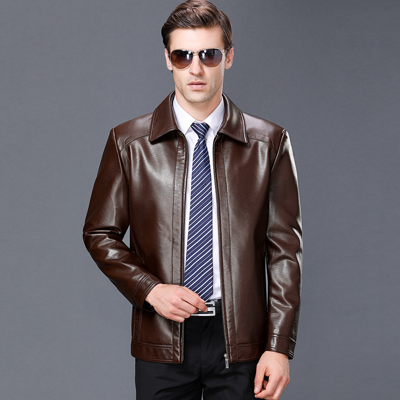 正品男装皮衣男士立领短款真皮机车夹克海宁绵羊皮韩版修身机车皮衣男官方旗舰店特卖正品 1755红棕翻领单皮 185/96A