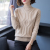 鄂尔多斯市羊绒衫女士100%羊毛衫女秋冬装保暖针织打底衫宽松大码半高领套头百搭毛衣女装冬毛衣套头宽松大码显瘦羊绒打底衫 XL适合115-125斤 350咖啡