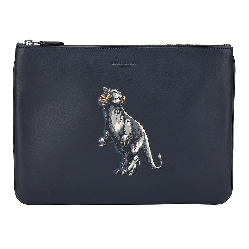 COACH 蔻驰 奢侈品 男士黑色皮革大号信封包手拿包 F85707 QB/BK，F88337 QB/MQ 黑色F88337QB/MQ