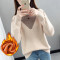 半高领加厚毛衣女秋冬2019新款时尚拼色洋气韩版宽松百搭上衣 L 咖啡色【加绒】