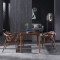 酒店用椅子餐椅现代简约靠背椅实木家用餐厅带扶公北欧中式凳子 胡桃色配卡其色坐垫环保皮