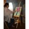 苏宁放心购榉木带抽屉儿童实木质油画架木制美术素描成人画箱画板架套装收纳式学生初学者折叠多功_747 棕色画架+4K画板+素描套装