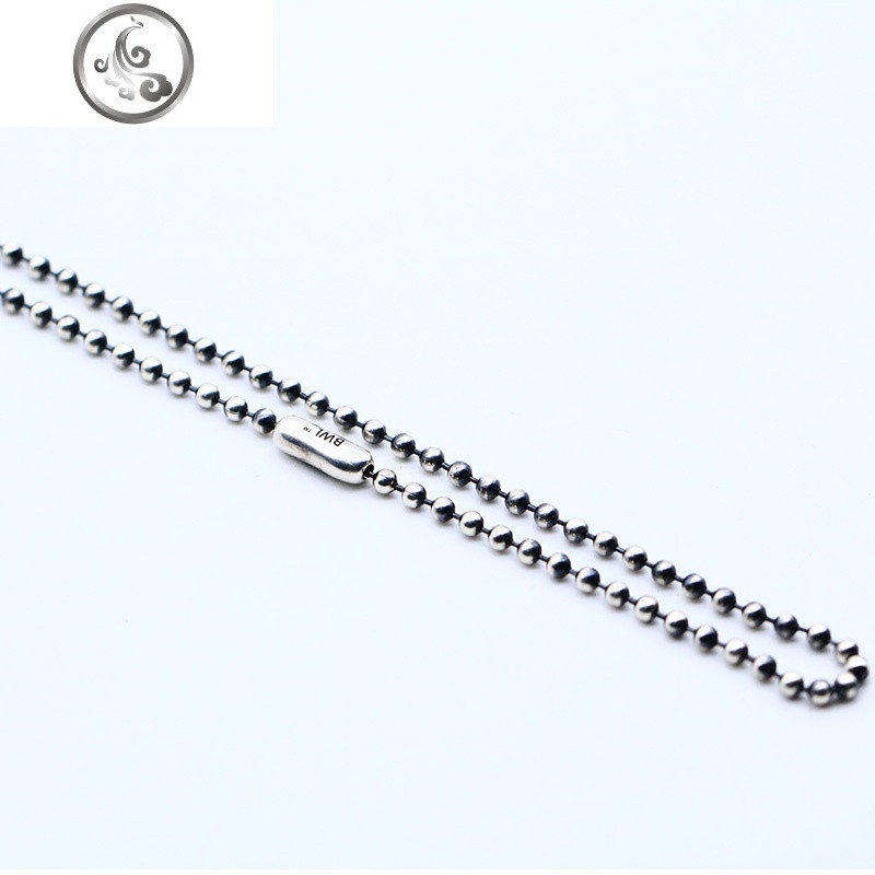 BillWallLeather欧美复古2.5mm珠子链细925纯银BWL男女圆珠项链 长度70cm（重量：11.1g）