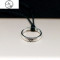 925银情侣项链一对韩版学生戒指吊坠男女简约文艺纪念可刻字 心动戒指男款黑绳