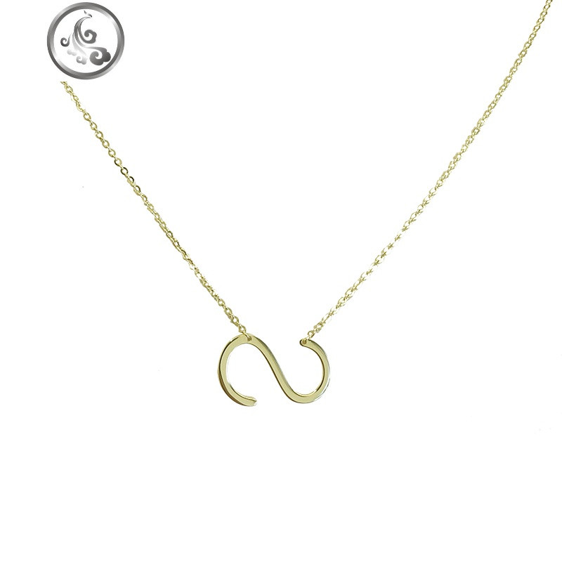 韩国金色英文字母定制项链女锁骨链s925纯银生日创意送女友SH 金色字母H