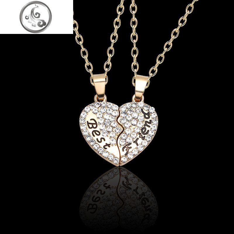 百搭情侣款闺蜜项链女二人款气质小学生拼图成年礼女学生古风ins 金钻闺蜜项链一对2条