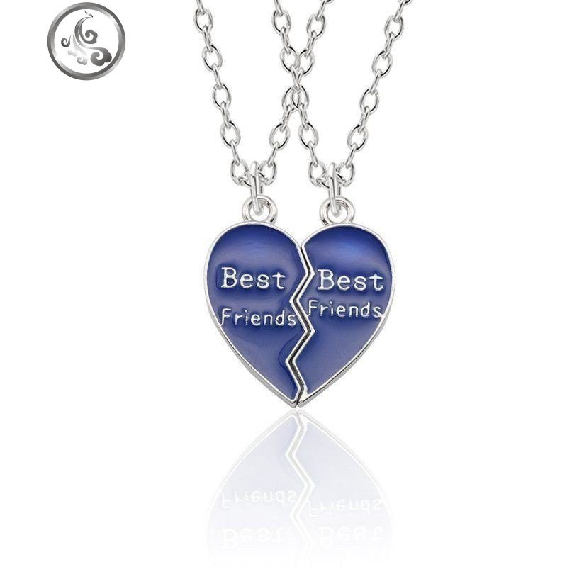 百搭情侣款闺蜜项链女二人款气质小学生拼图成年礼女学生古风ins 蓝色闺蜜项链一对2条
