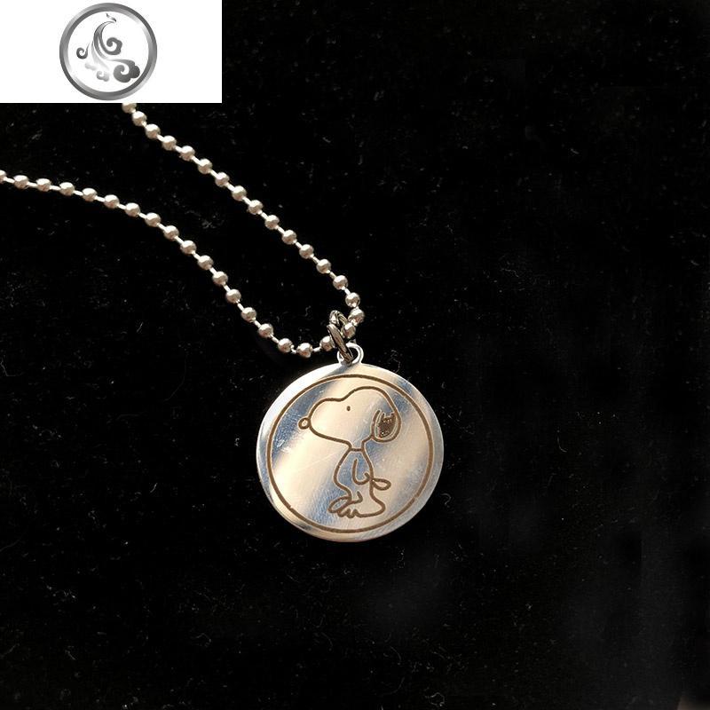 自制韩国ins史努比查理可爱少女心项链土酷蹦迪情侣闺蜜圆牌项链_73 史努比全身