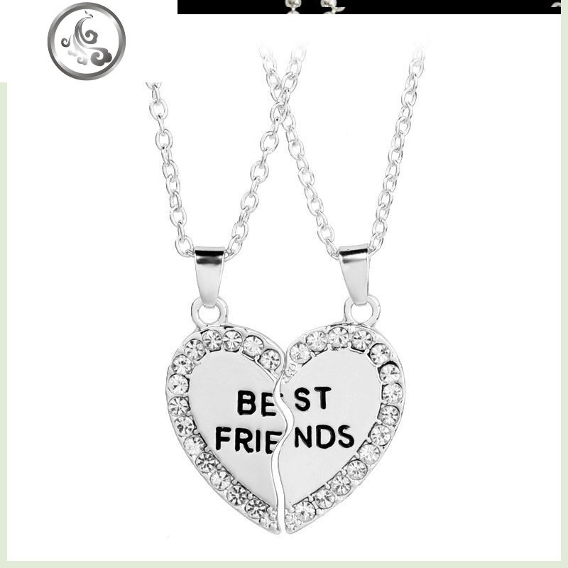 闺蜜项链女韩版好友友谊拼图学生一对姐妹项链三四人可拼接锁骨链 二闺蜜满钻