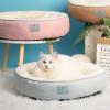 狗窝猫窝宠物用品冬天保暖四季通用大型小型犬泰迪柯基猫咪 S：直径40*高11cm白色内垫不可拆洗 蓝色