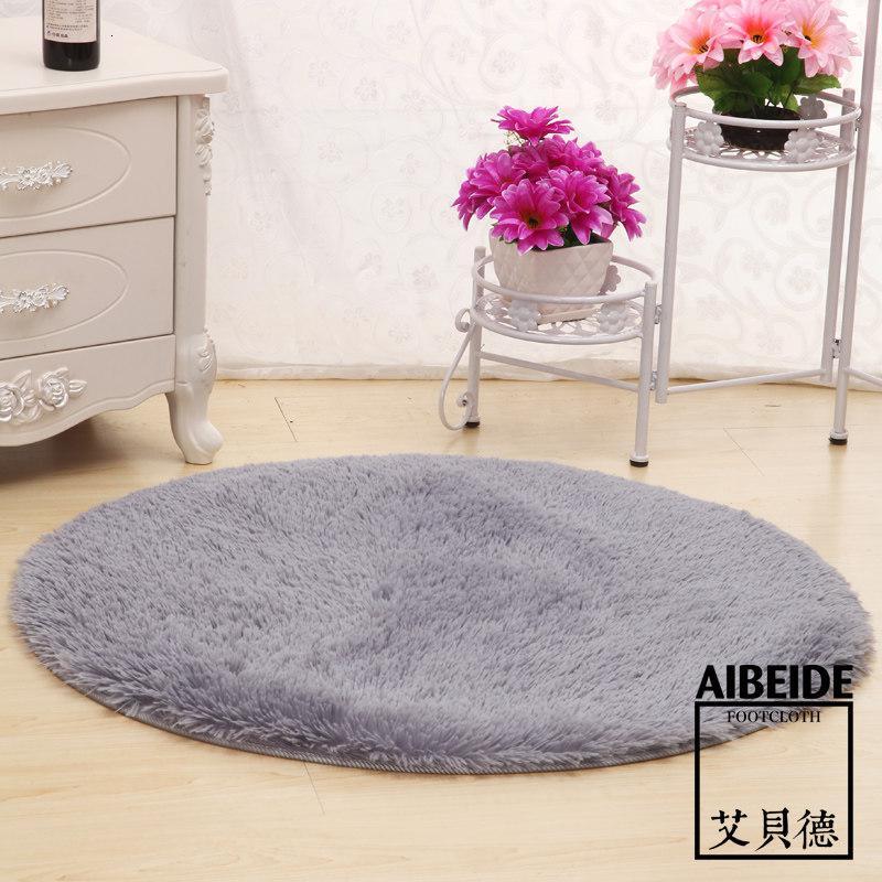 ins吊篮垫子阳台圆形地垫毛绒地毯椅垫卧室房间床边摇篮吊椅家用_87 1米圆加厚 银灰色