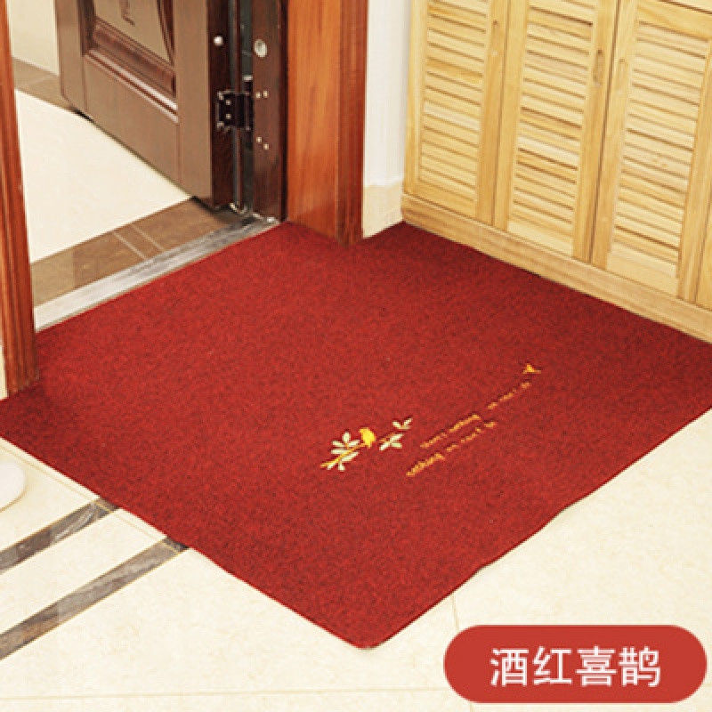 厨房地垫进地垫入户垫卫生间吸水脚垫卧室口地毯玄关垫子_116 0.5x0.8（加厚款） 酒红色喜鹊