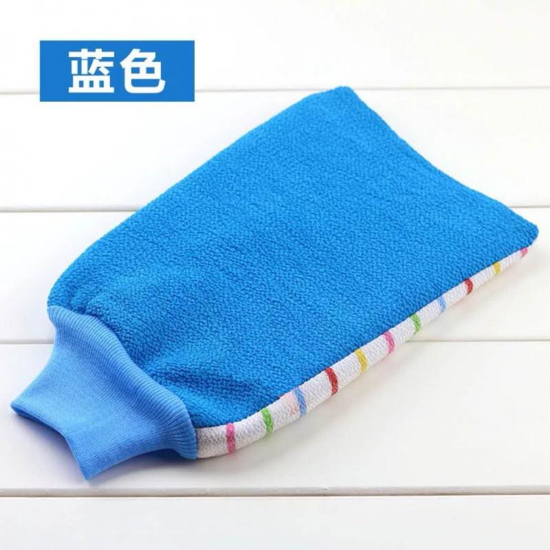 VIERUODIS【加厚搓澡巾】洗澡巾手套用品三件装拉搓背神器浴花球双层粗细砂_1 【加厚两用】搓澡巾（1条）蓝色