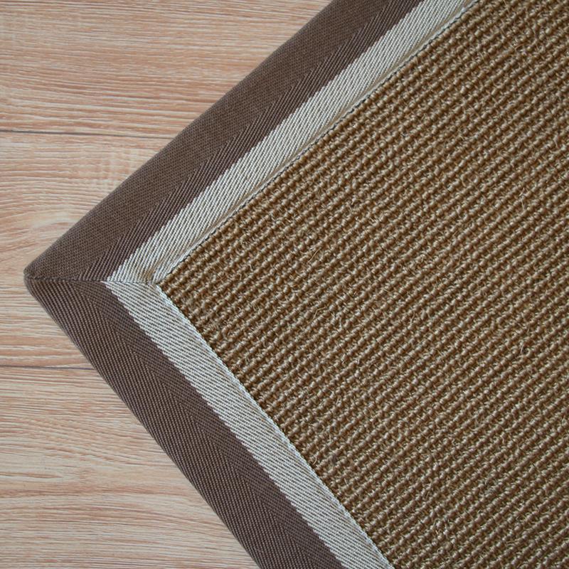 塞尚现代简约剑麻地毯现代客厅茶几卧室床边地垫茶室满铺地毯定制_324 100cm&times;150cm 如图S6米褐双边+防滑胶底