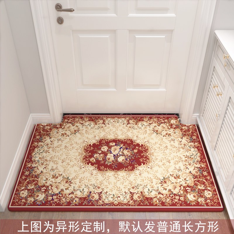 入户地垫垫进踩脚垫子可裁剪口家用欧式客厅厨房地毯卧室_1_187 0.6&times;0.9米（支持裁剪，可定制） 乳白色欧式白花