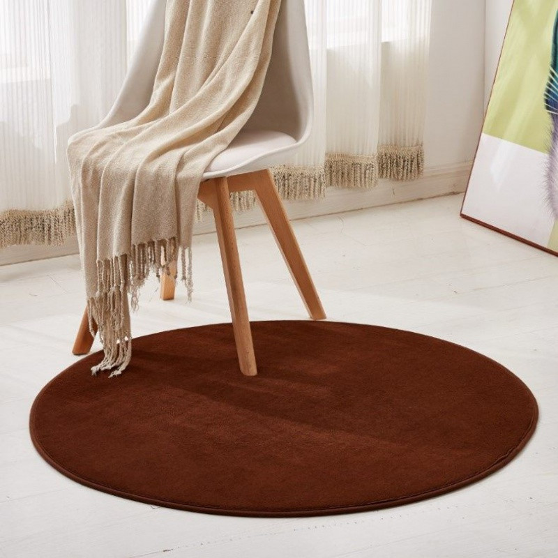 圆形珊瑚绒地毯客厅沙发毯卧室房间床边满铺毯榻榻米飘窗垫可定制_2 2米直径 咖啡