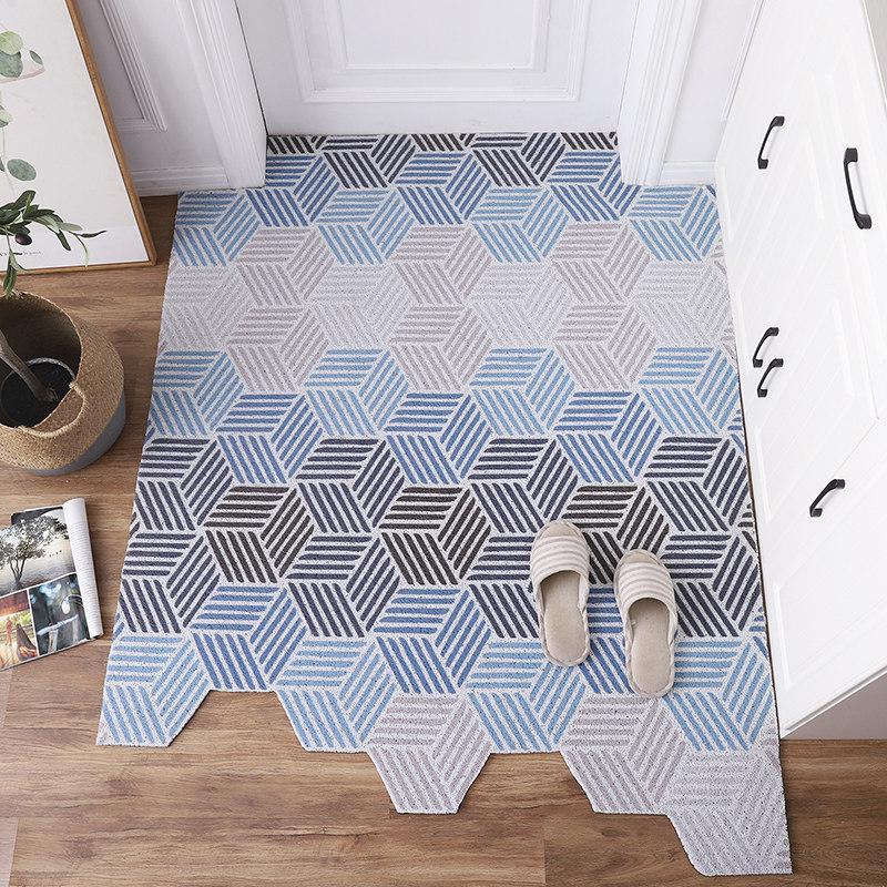 可裁剪丝圈垫进地垫北欧口地毯家用入户蹭脚垫子玄关定制_994 60×90CM 轻奢海洋渐变