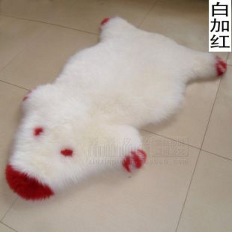 澳洲羊毛地毯纯羊毛毯羊毛沙发垫皮毛一体整张羊皮欧式飘窗羊毛垫_4 70*110cm 白加红色