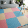 拼接地毯家用泡沫地垫拼图爬行垫可坐地垫坐垫加厚床边防摔地板垫_57 30X30X1.2cm（32片送32条边） 浅蓝色