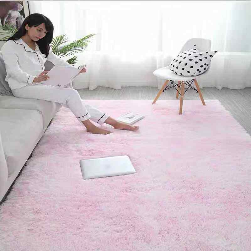 北欧ins地毯客厅茶几卧室满铺房间网红床边毛毯地垫家用_495_640 100x160cm 扎染少女粉