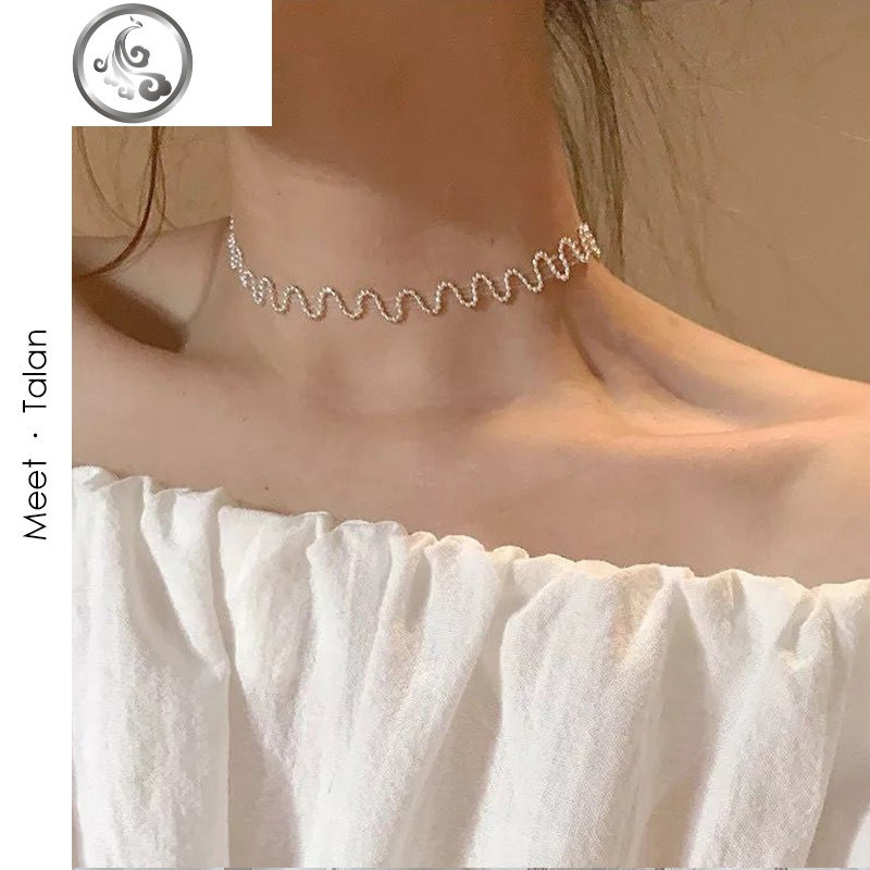 choker项链女潮简约网红冷淡风锁骨链百搭颈带ins学生仿珍珠颈链 白色-