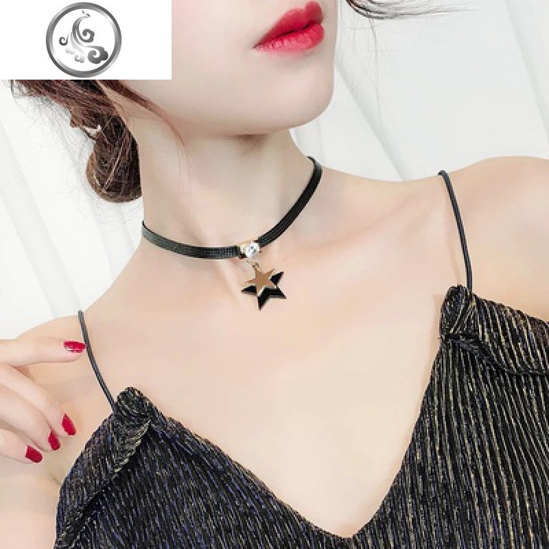 choker锁骨链性感短款脖子饰品黑色蕾丝简约项链颈链锁骨配饰复古_1 6五角星