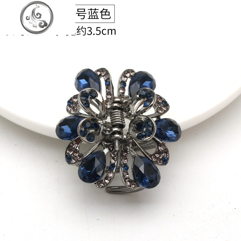 韩国发饰发抓头发夹子顶夹复古后脑勺水钻时尚抓夹小女中号_59 仿水晶中爪9号蓝色