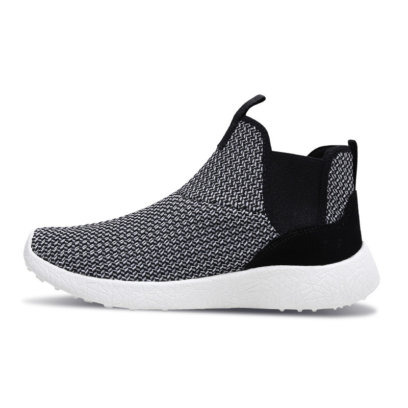 Skechers斯凯奇女鞋新款时尚休闲鞋 舒适一脚套切尔西靴子12792 黑色/白色 37码