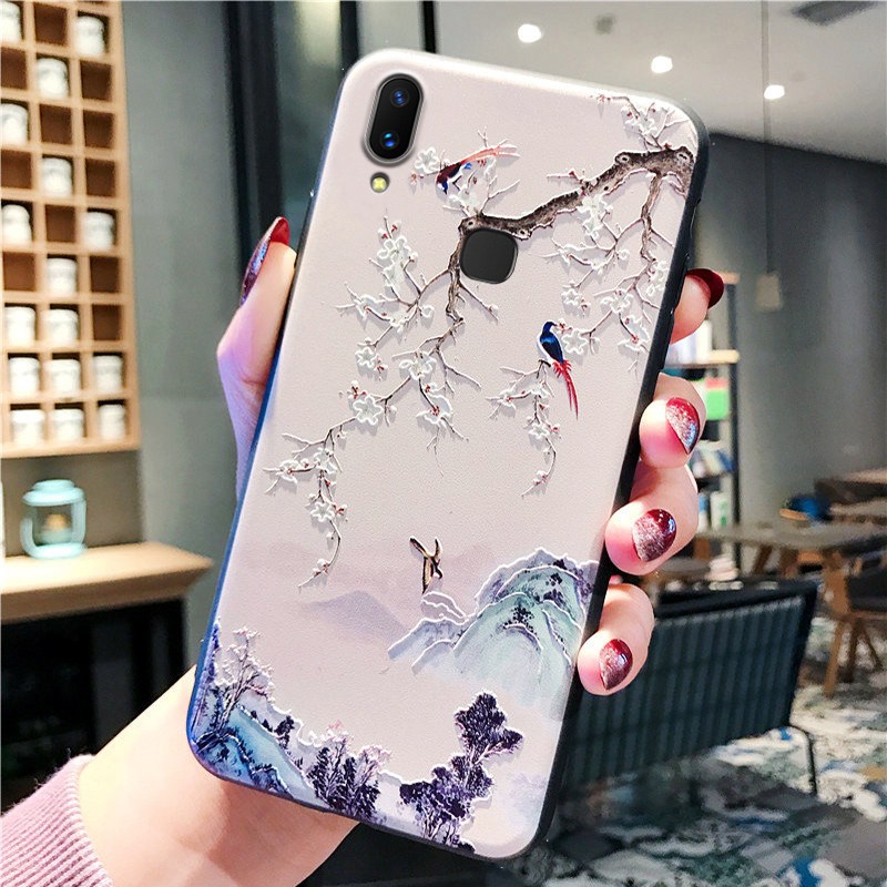 vivoiqooz1iz3i手机壳磨砂硅胶浮中国风小鸟文艺范情侣IQOO女_957 Z1/Z1i【喜上枝头】