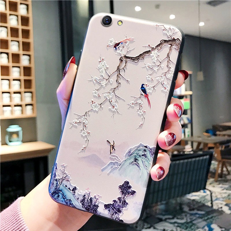 oppor9plus超薄r9sPLUS全包边r11plus手机壳磨砂硅胶浮中国风小鸟_443 R9Splus【喜上枝头】